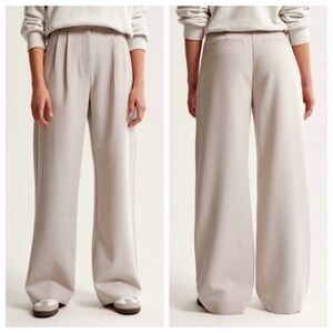 Abercrombie & Fitch NWT Sloane Tailored Pants Wide Leg Trouser High Rise Tan
